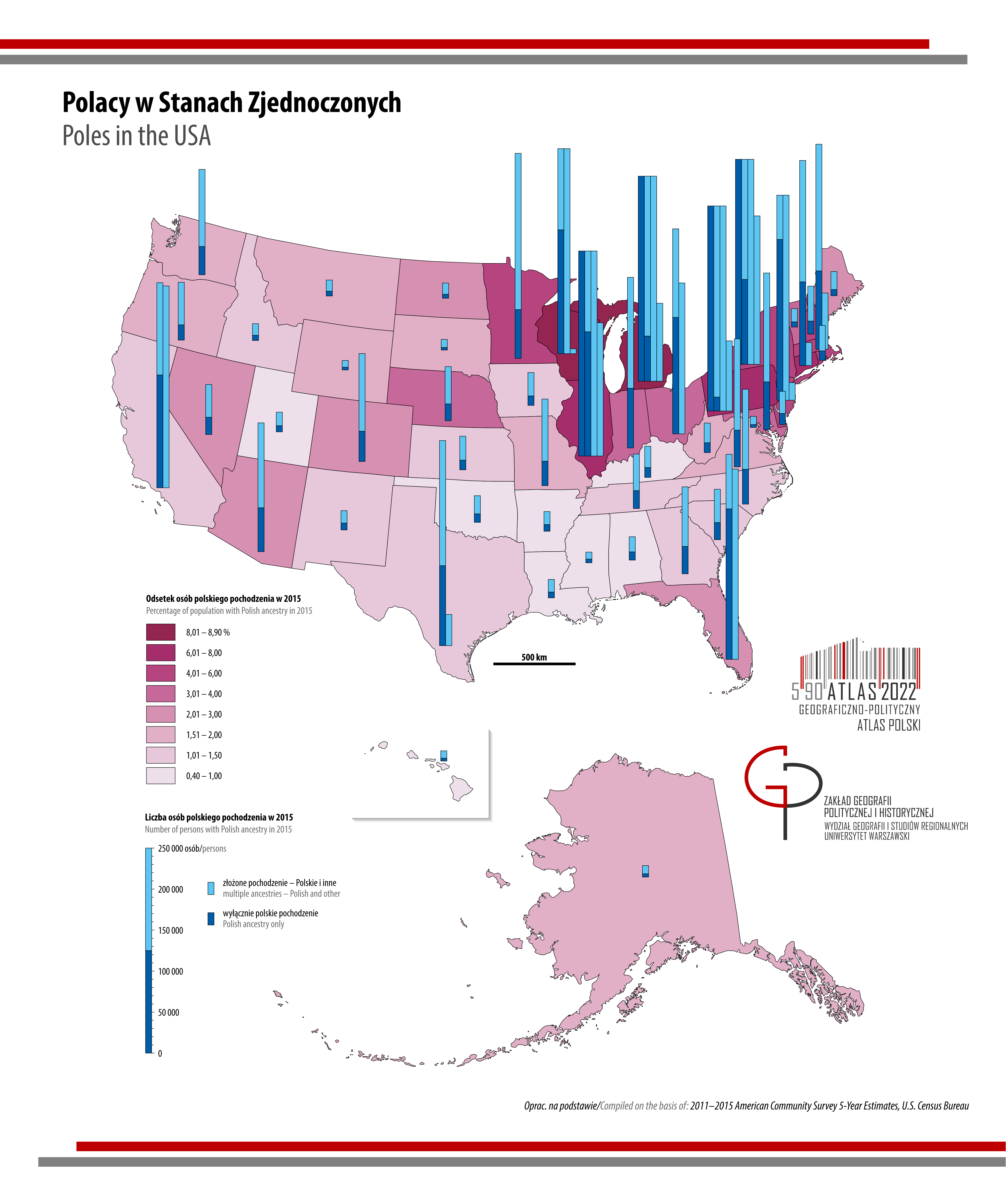 MAPA TYGODNIA Polacy W USA Geograficzno Polityczny Atlas Polski