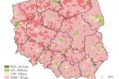 MAPA TYGODNIA: Różnice poparcia dla opozycji liberalno-lewicowej w wyborach do Sejmu w latach 2015-2019